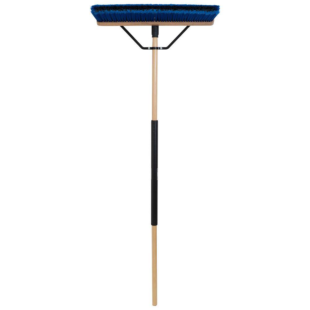 HARPER 24 in. All-Purpose HardwoodSteel Handle Push Broom for Dust and Gravel 20201044