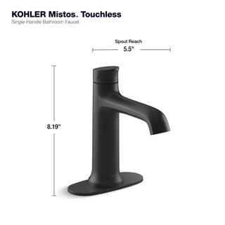 KOHLER Mistos Battery Powered Touchless Single Hole Bathroom Faucet in Matte Black K-R32930-4D-BL