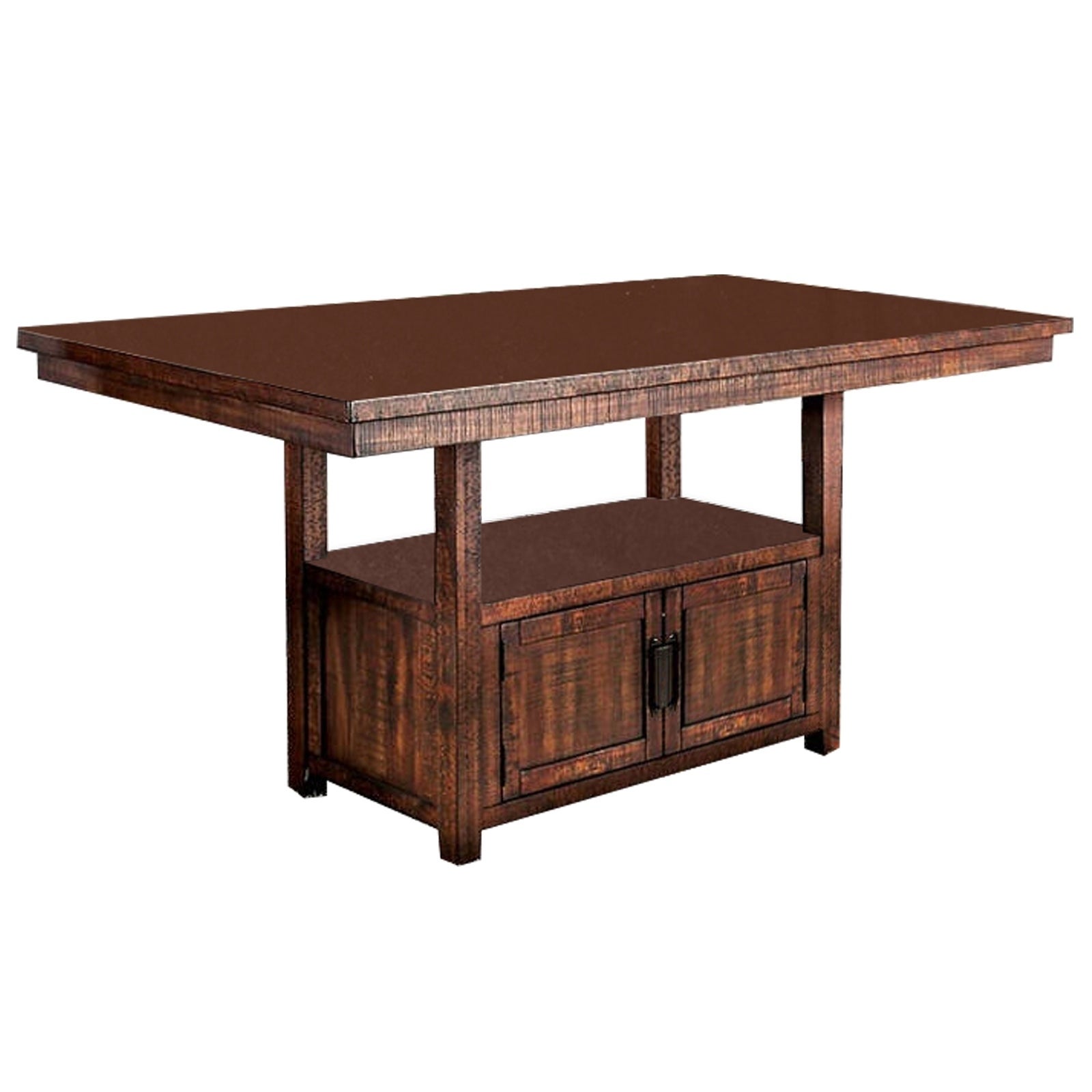 Wooden Dining Table with Additional Storage Space， Brown