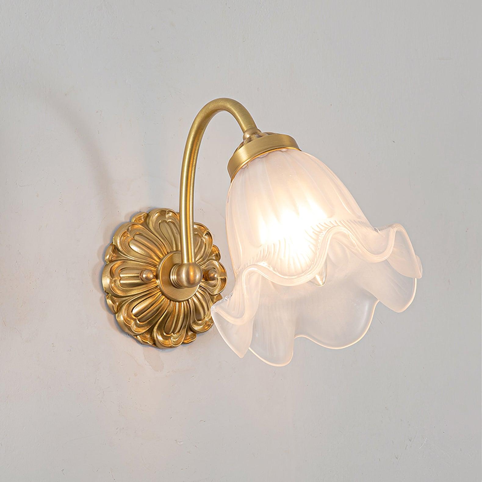 Brass Floral Glass Sconce