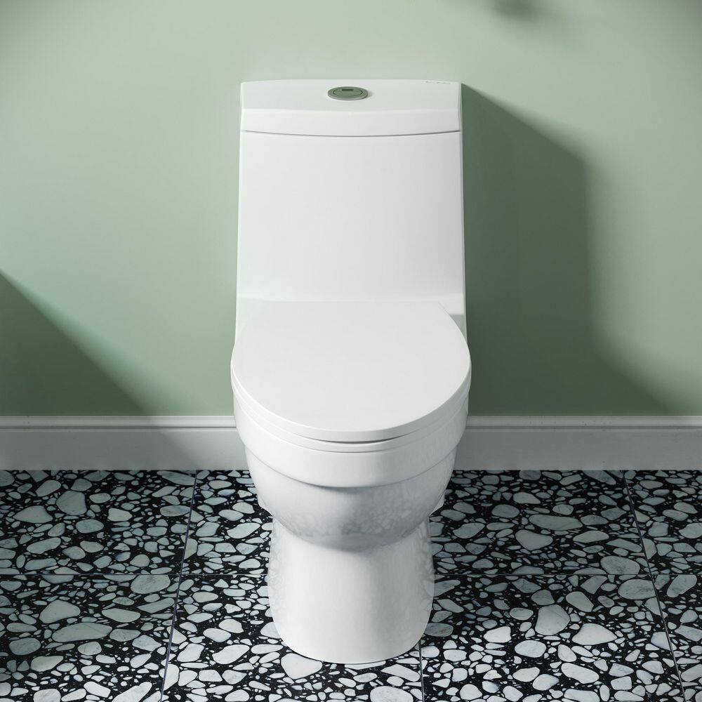 Swiss Madison Virage 1-piece 1.11.6 GPF Touchless Retrofit Dual Flush Elongated Toilet in Glossy White Seat Included SM-1TK118