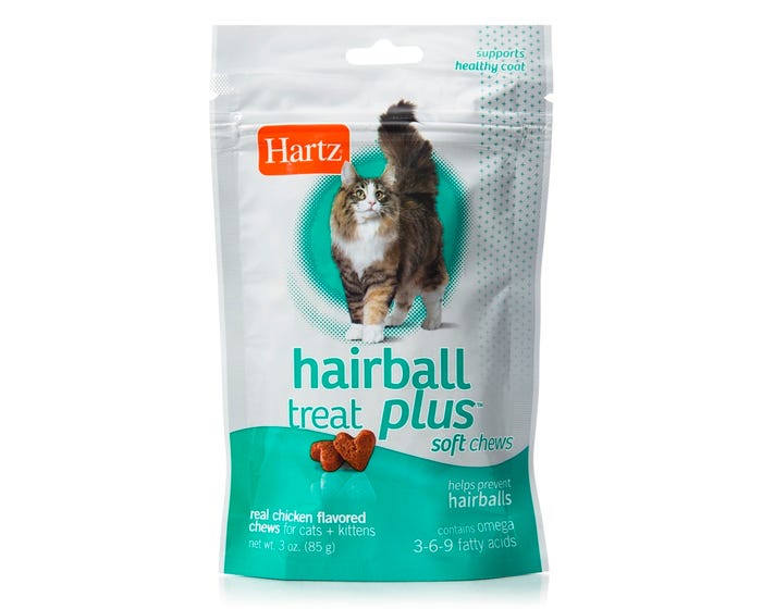 Hartz Hairball Remedy Plus， Soft Chews for Cats  Kittens， 3 oz. Bag