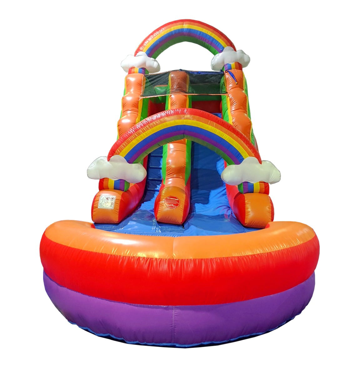 Pogo Bounce House Crossover Kids Inflatable Water Slide, Rainbow Cloud with Blower, 15 ft