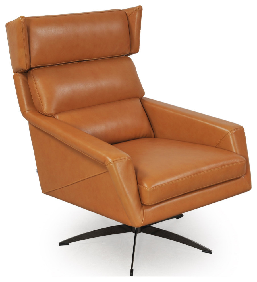 Hansen Full Leather Modern Swivel Chair  Tan   Contemporary   Armchairs And Accent Chairs   by Moroni  Houzz