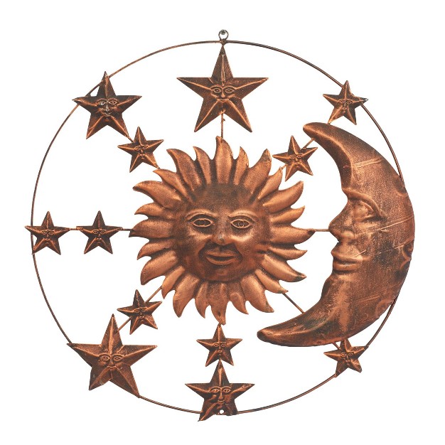 Metal Sun And Moon Indoor Outdoor Wall Decor With Stars Bronze Olivia amp May