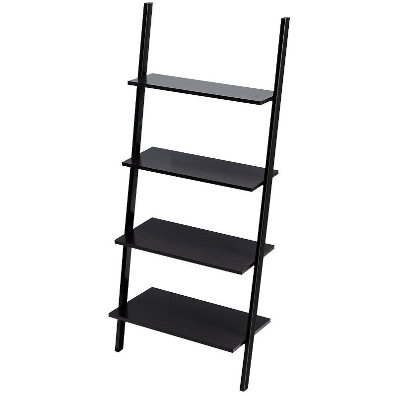 Industrial 4-Tier Ladder Shelf with Metal Frame for Living Room Office