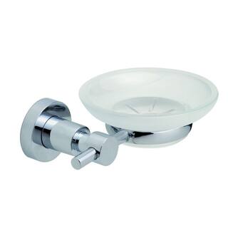 No Drilling Required Loxx Wall Mount Soap Dish Holder with Frosted Glass in Chrome LO123-CHR