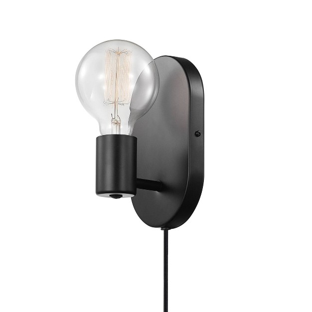 Linus 1 light Matte Black Plug in Or Hardwire Wall Sconce Novogratz X Globe