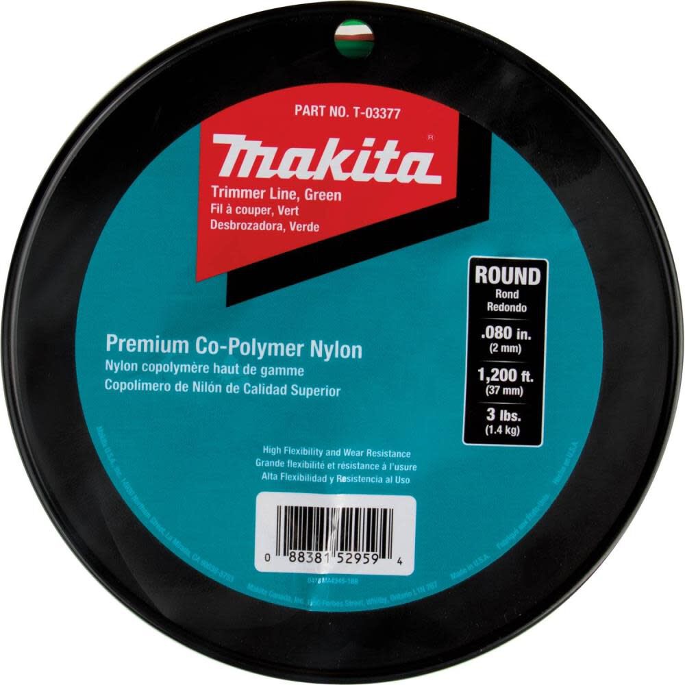 Makita Round Trimmer Line 0.080 Green 1200 3 lbs. T-03377 from Makita