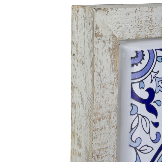 Blue And White Floral Tile Wall Decor