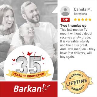 Barkan a Better Point of View Barkan 13 in. to 65 in. Full Motion - 4 Movement Flat  Curved TV Wall Mount White Patented to Fit Various Screen Types 3400W.W