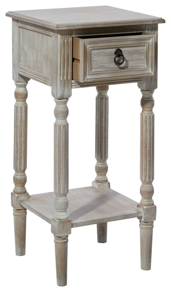 Farmhouse White Wood Accent Table 96325   French Country   Side Tables And End Tables   by Brimfield  ampMay  Houzz