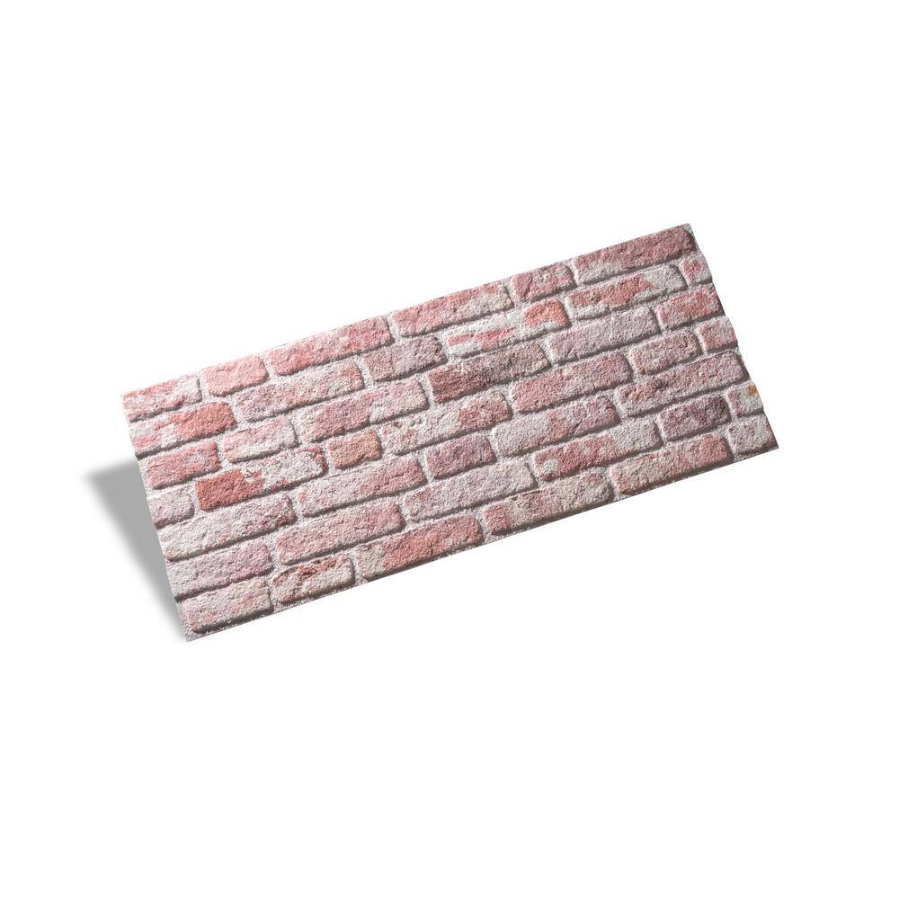 WALL!SUPPLY 0.79 in. x 19.69 in. x 47.24 in. UltraLight Faux Brick Red-White HD Printed Jointless Common Plank (4-Pack) 20430300