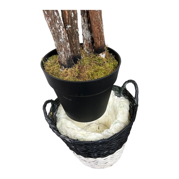 Handmade 6.5' Artificial Ficus Tree in Farmhouse Basket