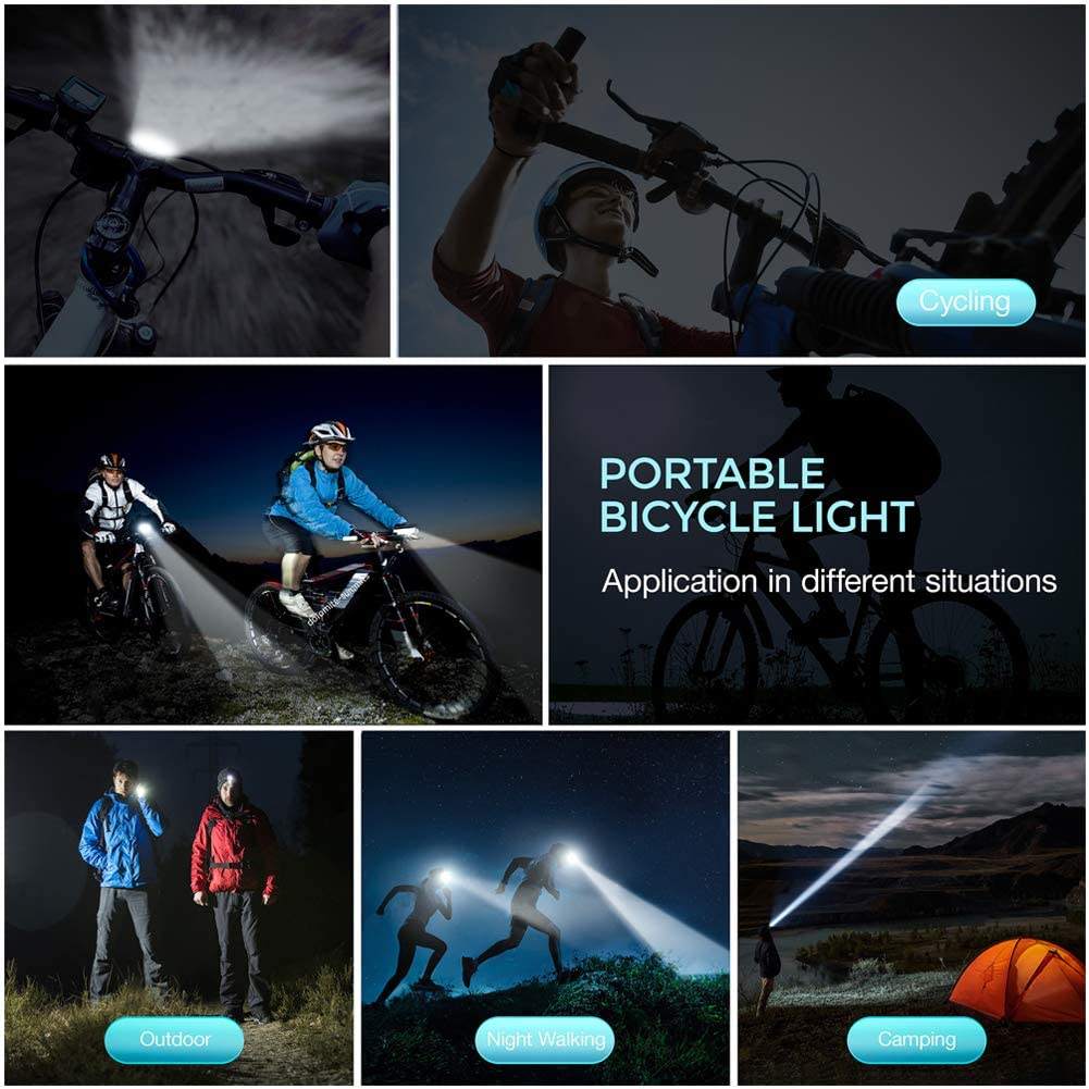 Super Bright Bicycle Accessories 4800Mah Battery Cycle Useful Safety Front Led Rechargeable Torch Bike Light