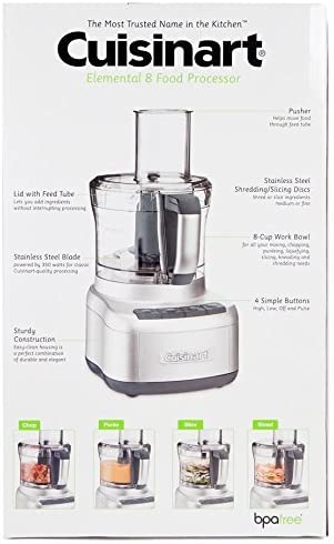 Cuisinart 8 Cup Food Processor， 350-Watt Motor， Medium to Fine Slicing Discs， FP-8SV