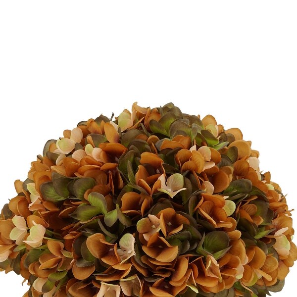 Faux Hydrangea in Matte Brown Tapered Zinc Cube