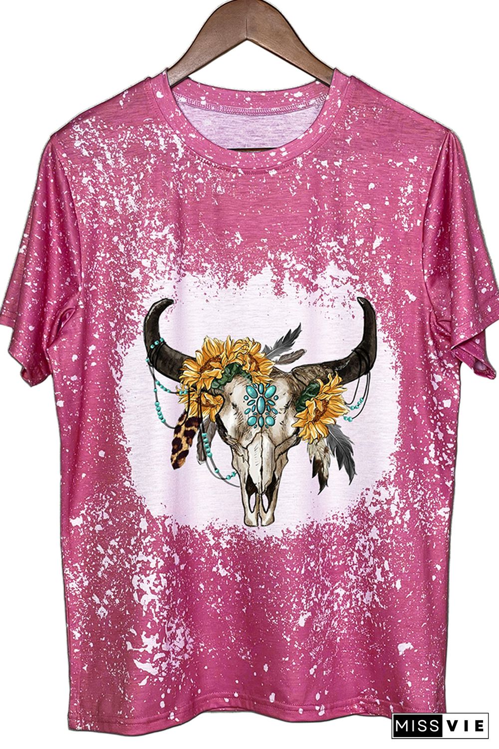 Sunflower Boho Bull Skull Graphic Tee Wholesale