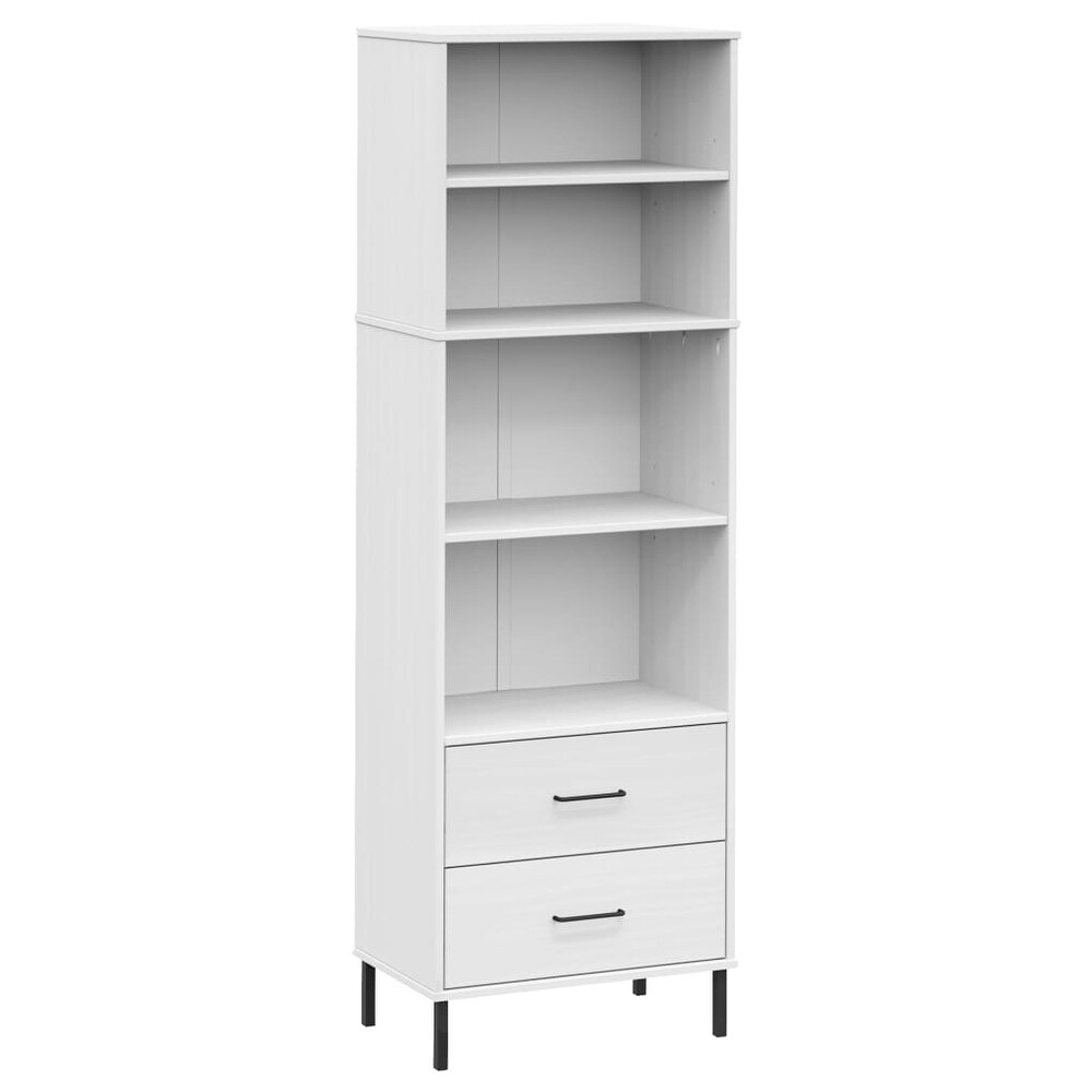 vidaXL Bookshelf Book Cabinet with 2 Drawers Storage Cabinet OSLO Solid Wood   23.6\