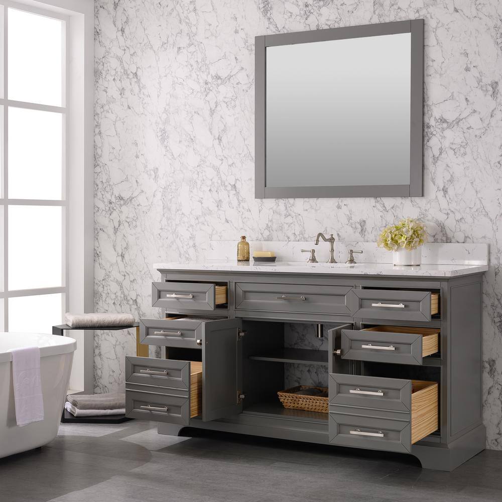 SUDIO Thompson 60 in. W x 22 in. D Bath Vanity in Gray with Engineered Stone Vanity Top in Carrara White with White Basin Thompson-60G-S