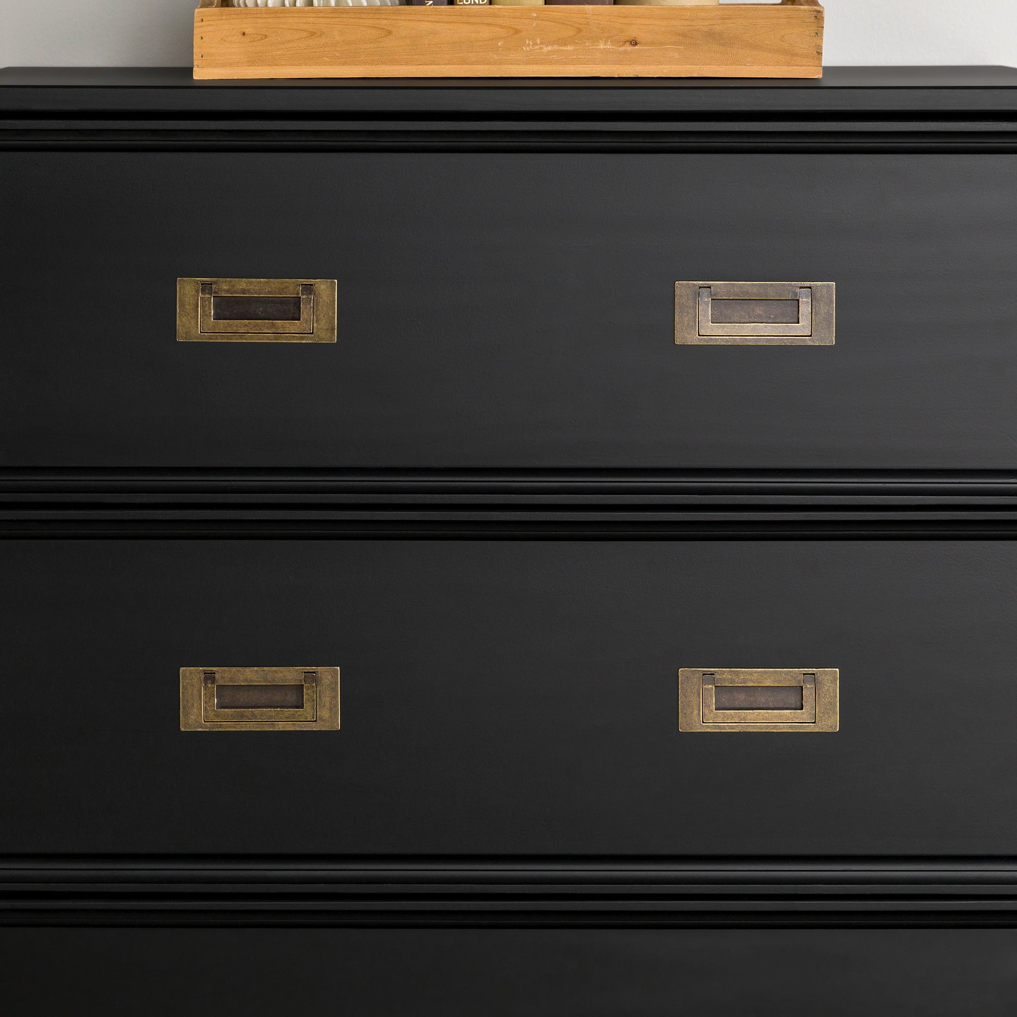 Manor Park Classic Modern Solid Wood 4-Drawer Dresser, Black