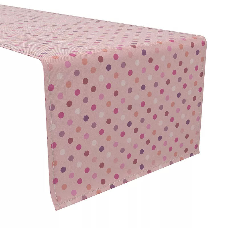 Table Runner， 100% Cotton， 16x72， Fun Pink Dots