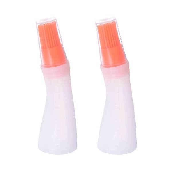 2pcs Silicone Oil Bottle Brush with Cap for Barbecue Cooking Baking， Orange