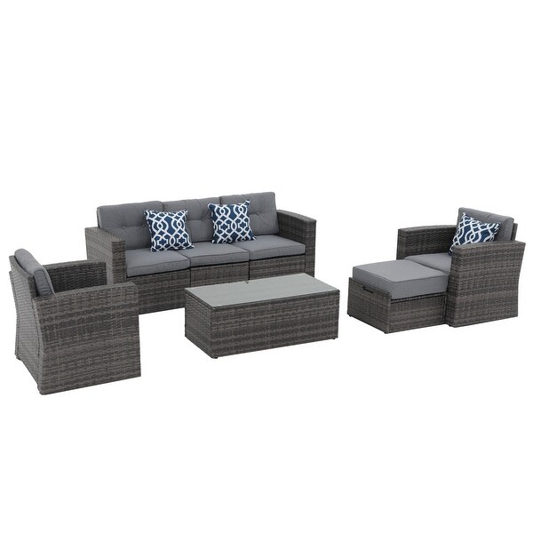 Outdoor 7Piece Wicker Sectional Sofa Set