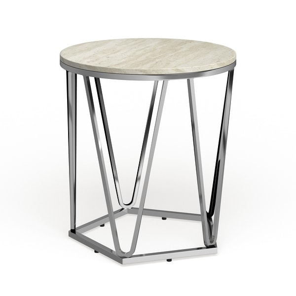 SEI Furniture Henderson Faux Marble Round Side Table