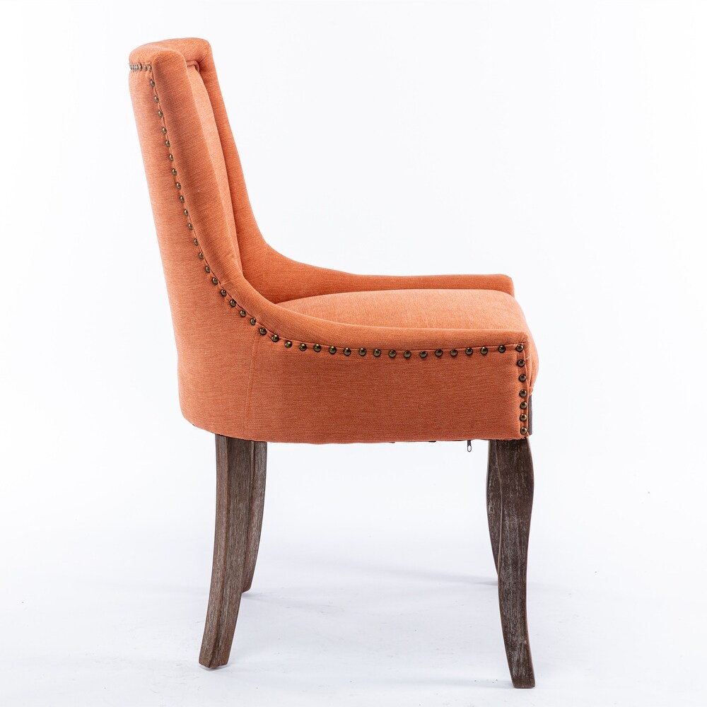 Thickened Fabric Dining Chair with Neutrally Toned Solid Wood Legs