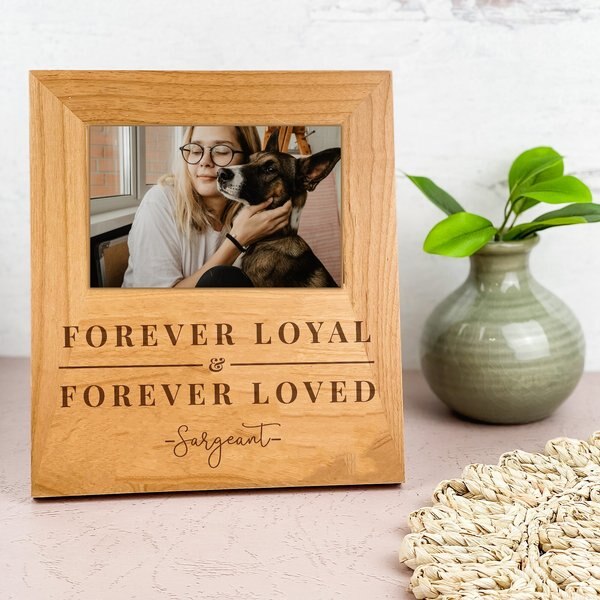 904 Custom Personalized Forever Loyal and Forever Loved Engraved Wooden Pet Picture Frame