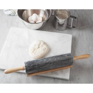 Fox Run Black Marble Rolling Pin and Base 3834