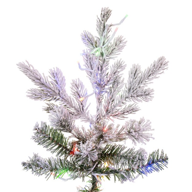 Vickerman Flocked Slim Kiana Artificial Christmas Tree， 3mm Led Color Changing Lights