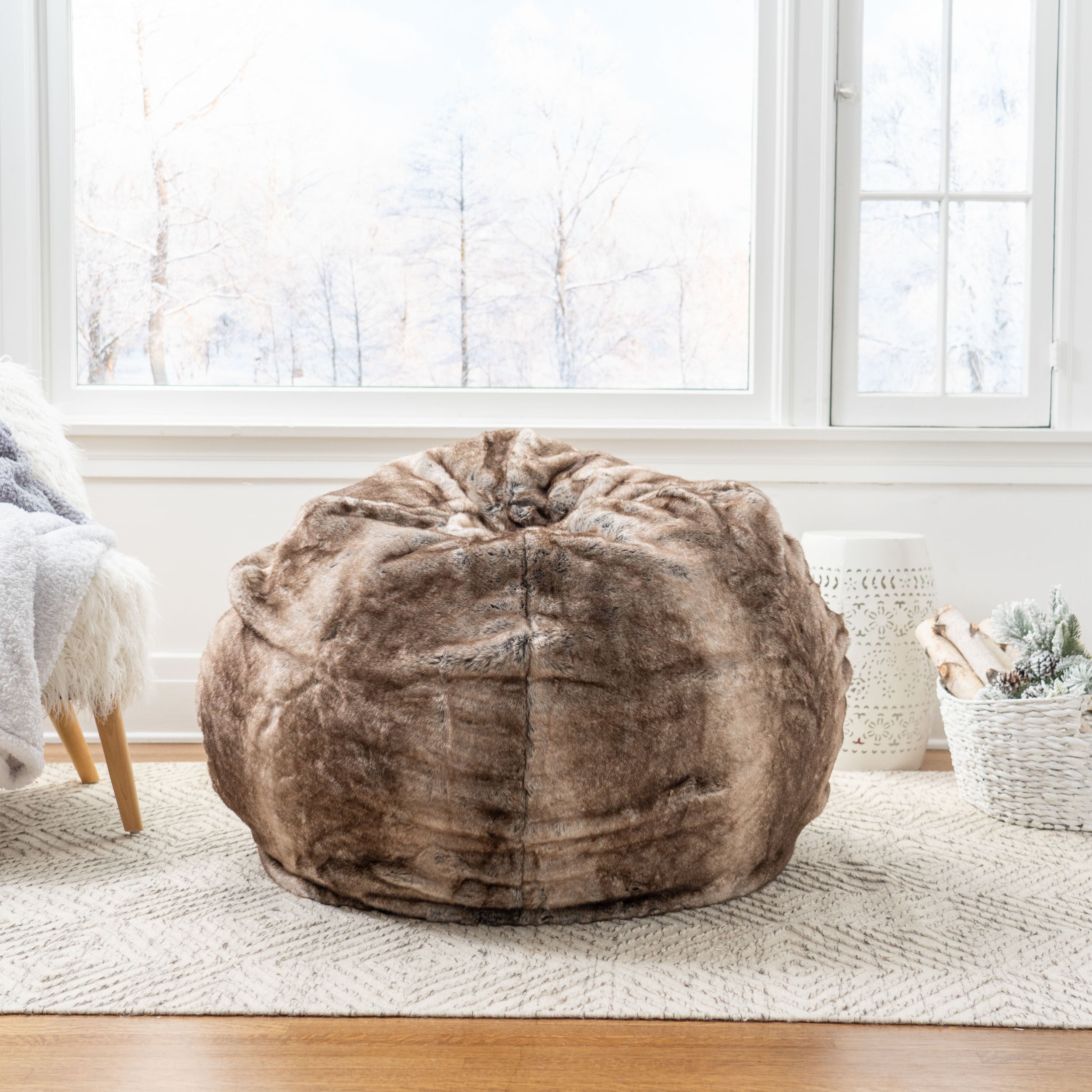 Keene Modern 3 Foot Faux Fur Bean Bag (Cover Only)