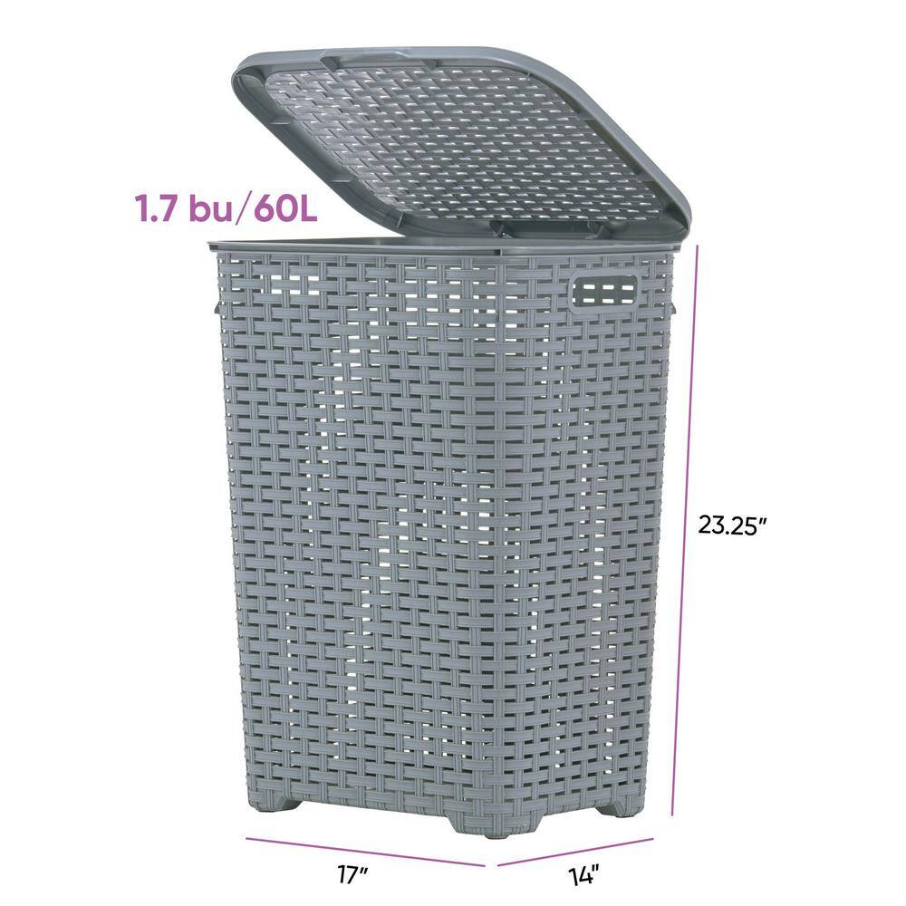 SUPERIO Gray Wicker Hamper with Lid 350