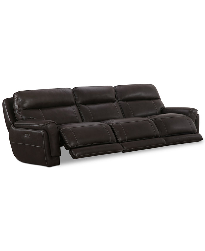 Furniture CLOSEOUT! Summerbridge 3-Pc. Leather Sectional Sofa with 3 Power Reclining Chairs Power Headrests and USB Power Outlet