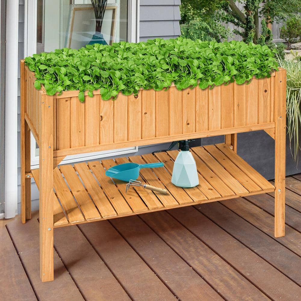 FORCLOVER Wooden Elevated Planter Box Shelf Suitable for Garden Use CTW-GT3417