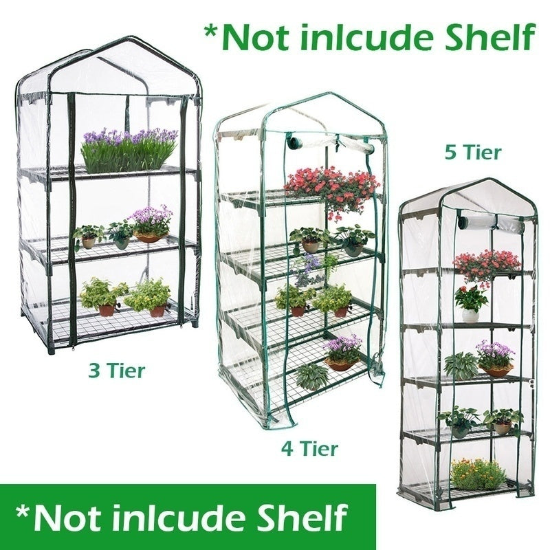 3/4/5-Tier Transparent Rectangle Waterproof PVC Warm Garden Tier Mini Household Plant Greenhouse Cover (without Iron Stand)