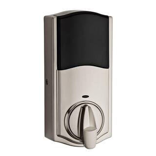 Kwikset Z-Wave SmartCode 914 Satin Nickel Single Cylinder Electronic Deadbolt with Avalon Handleset and Tustin Lever 914ZWAVL15