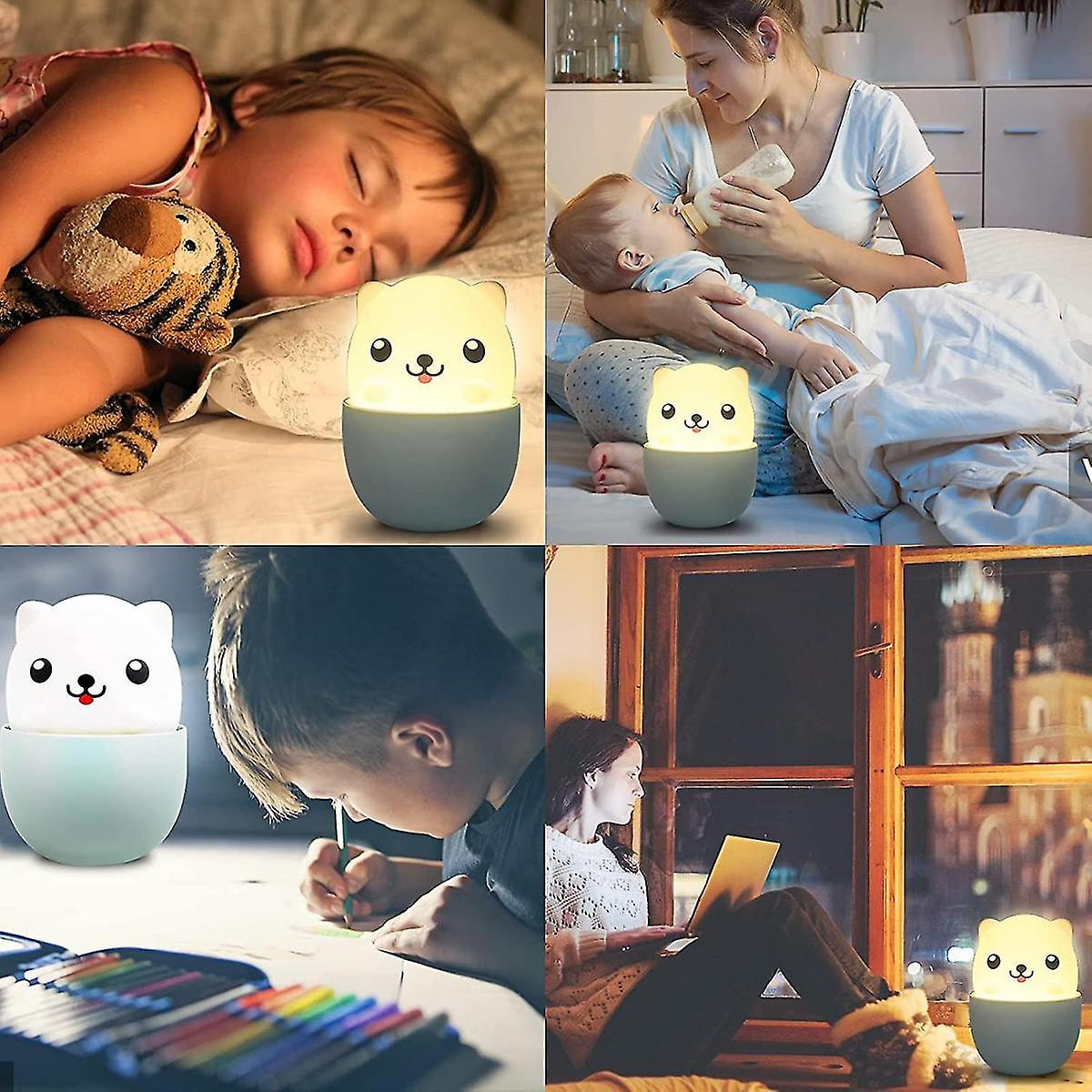 Led Dog Night Light， Adjustable Brightness Touch Control，rechargeable Silicone Lamp， Kid's Night Light For Bedroom， Energy Saving Bedside Lamp