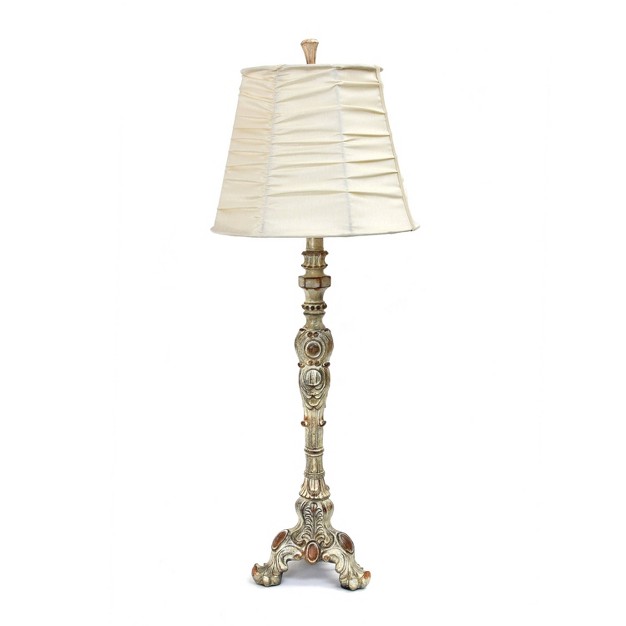 Antique Style Buffet Table Lamp With Ruched Shade Cream Elegant Designs