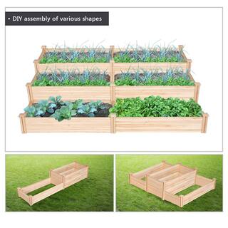 Yaheetech 8 ft. x 2 ft. Wooden Raised Garden Bed Divisible Planter Box for Vegetable Flower Greens  Planting DYkdtk0001