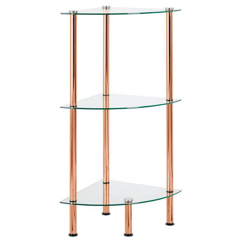 mDesign Glass/Metal Household Corner Organizer Shelf