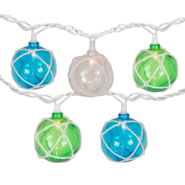 10Count Multicolor Globe Christmas Light Set，6ft White Wire