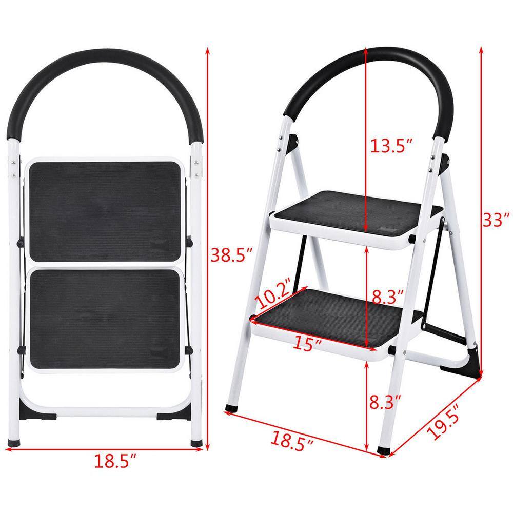 ANGELES HOME 2.75 ft. Metal Step Ladder 330 lbs. Load Capacity 4 ft. Reach Height 8CK35-TL208