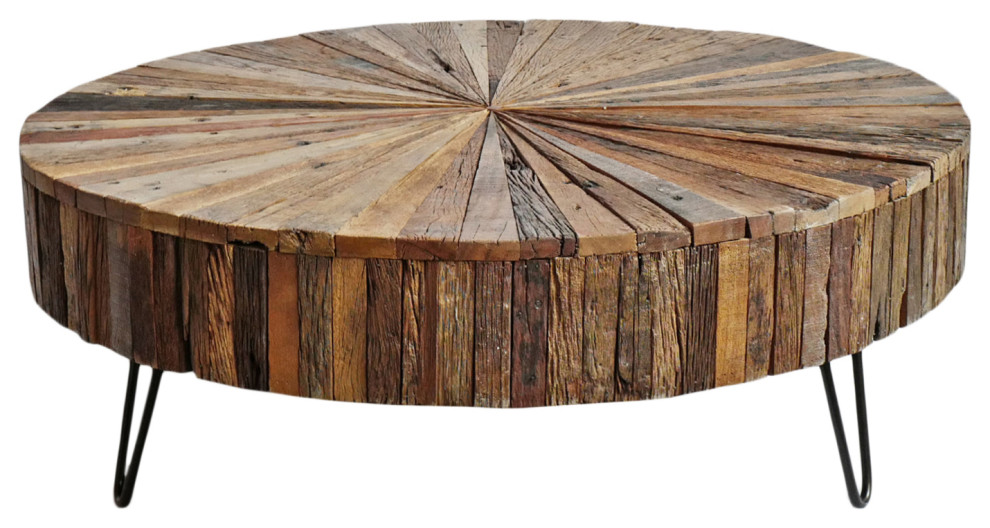 Salvaged Round Pinwheel Coffee Table   Rustic   Coffee Tables   by Design Mix Furniture  Houzz