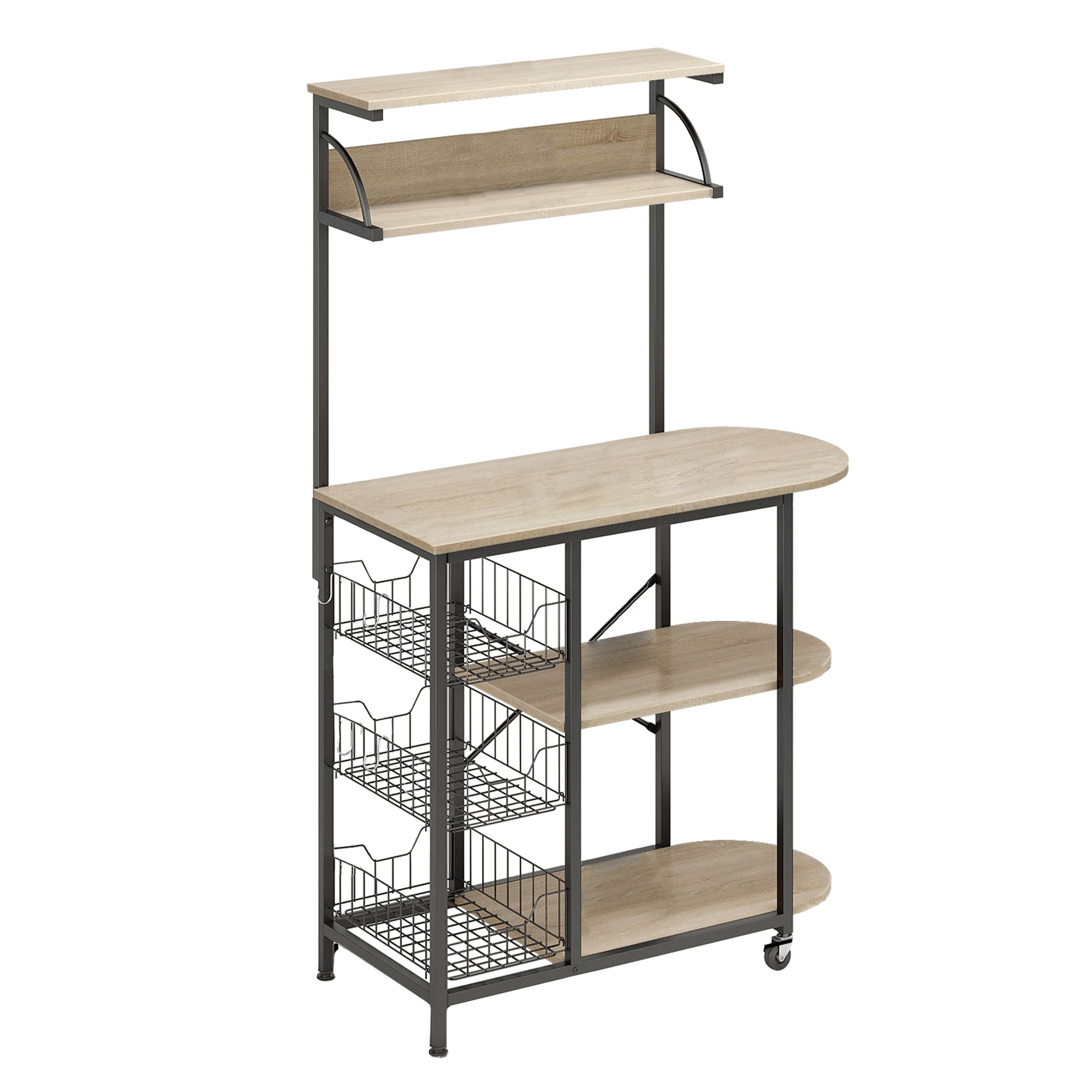 Bestier 4 Tier Kitchen Storage Baker's Rack and Coffee Station, Oak (Open Box)