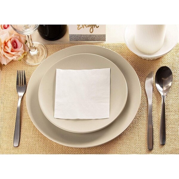 White Cocktail Napkins - 500-Pack Disposable Paper Napkins， 2-Ply， Plain White