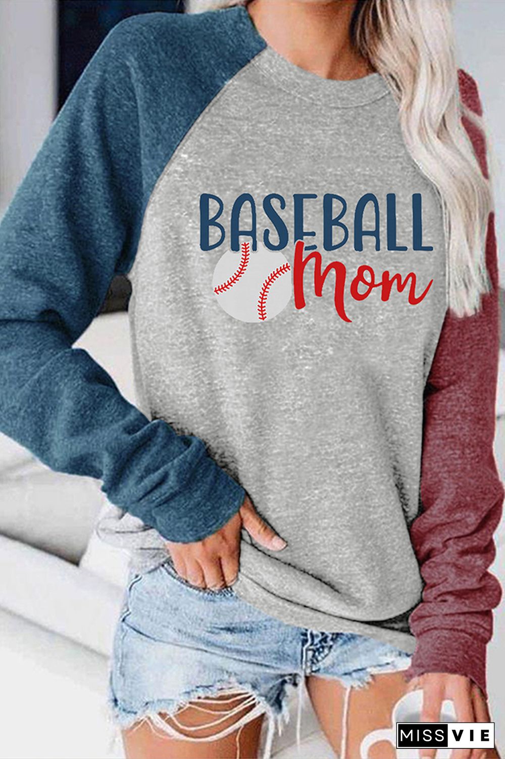 Baseball Mom Long Sleeve Graphic Tee Wholesale