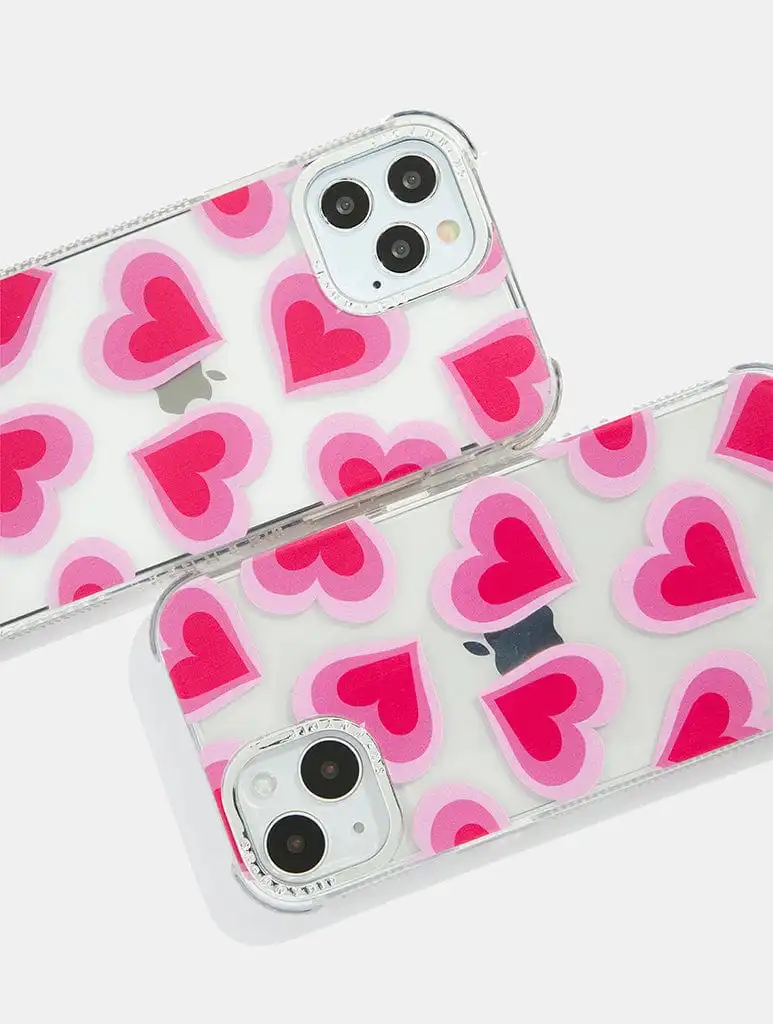 Pink Heart Print Shock iPhone Case